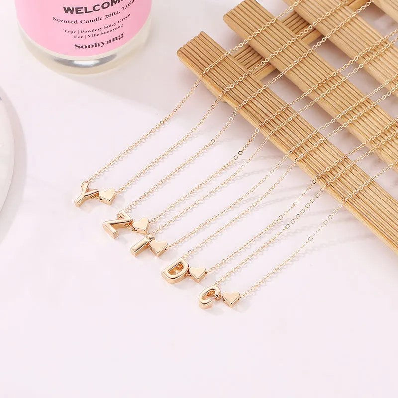 Necklace, delicate choker with initial in gold or silver