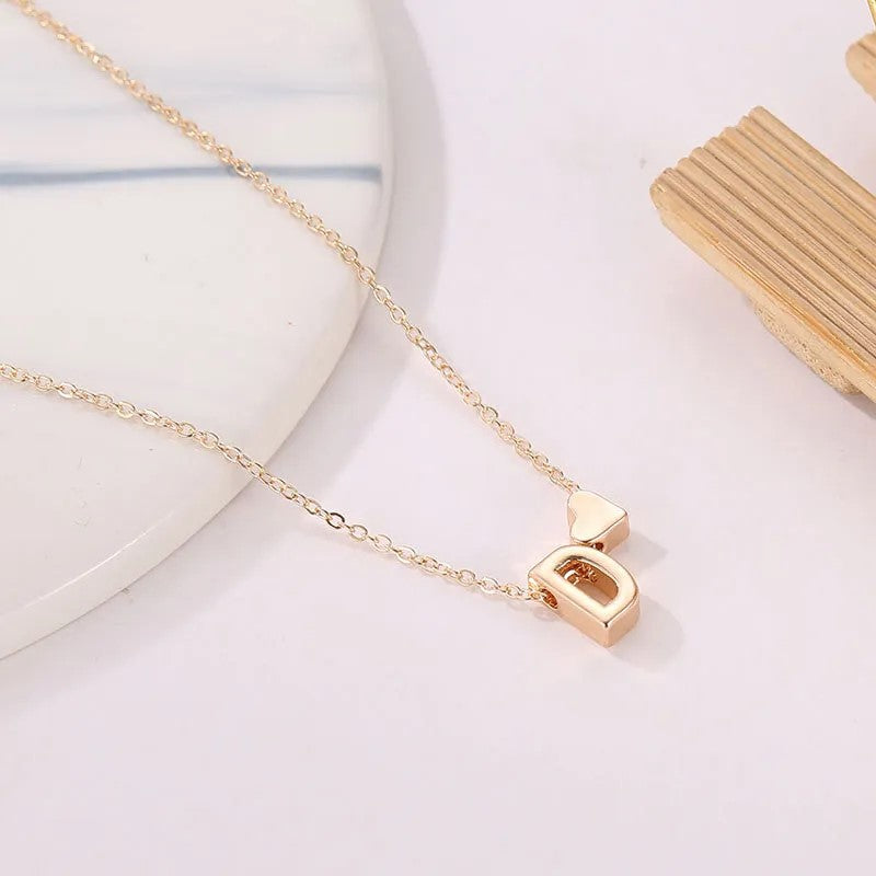 Necklace, delicate choker with initial in gold or silver
