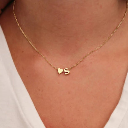 Necklace, delicate choker with initial in gold or silver