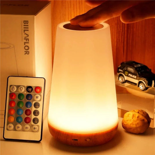 Portable Bedside Table Lamp Up to 13 Colors RGB Remote Dimmable with USB Rechargeable