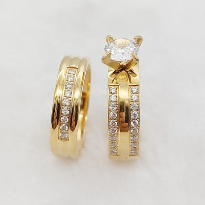 18k Gold Plated and CZ Diamond Ring Set