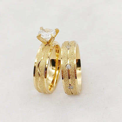 18k Gold Plated and CZ Diamond Ring Set