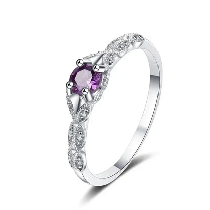 Sterling Silver Ring with Amethyst and Zirconia