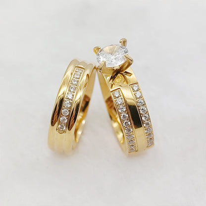 18k Gold Plated and CZ Diamond Ring Set