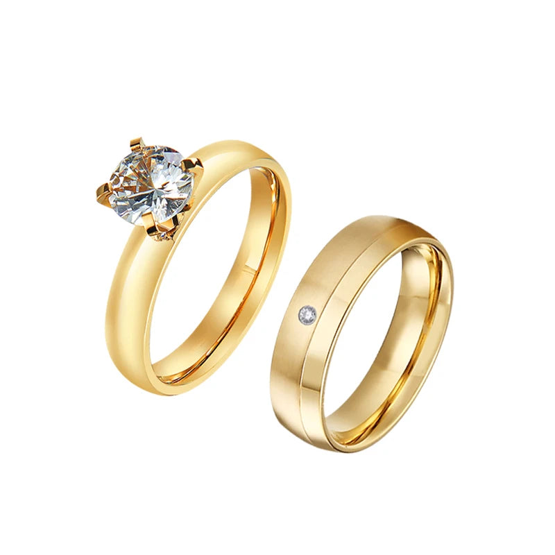 18k Gold Plated and CZ Diamond Ring Set