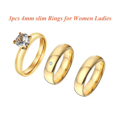 18k Gold Plated and CZ Diamond Ring Set