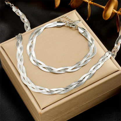 Crossover Snake Chain Necklace and Bracelet in 316L Stainless Steel