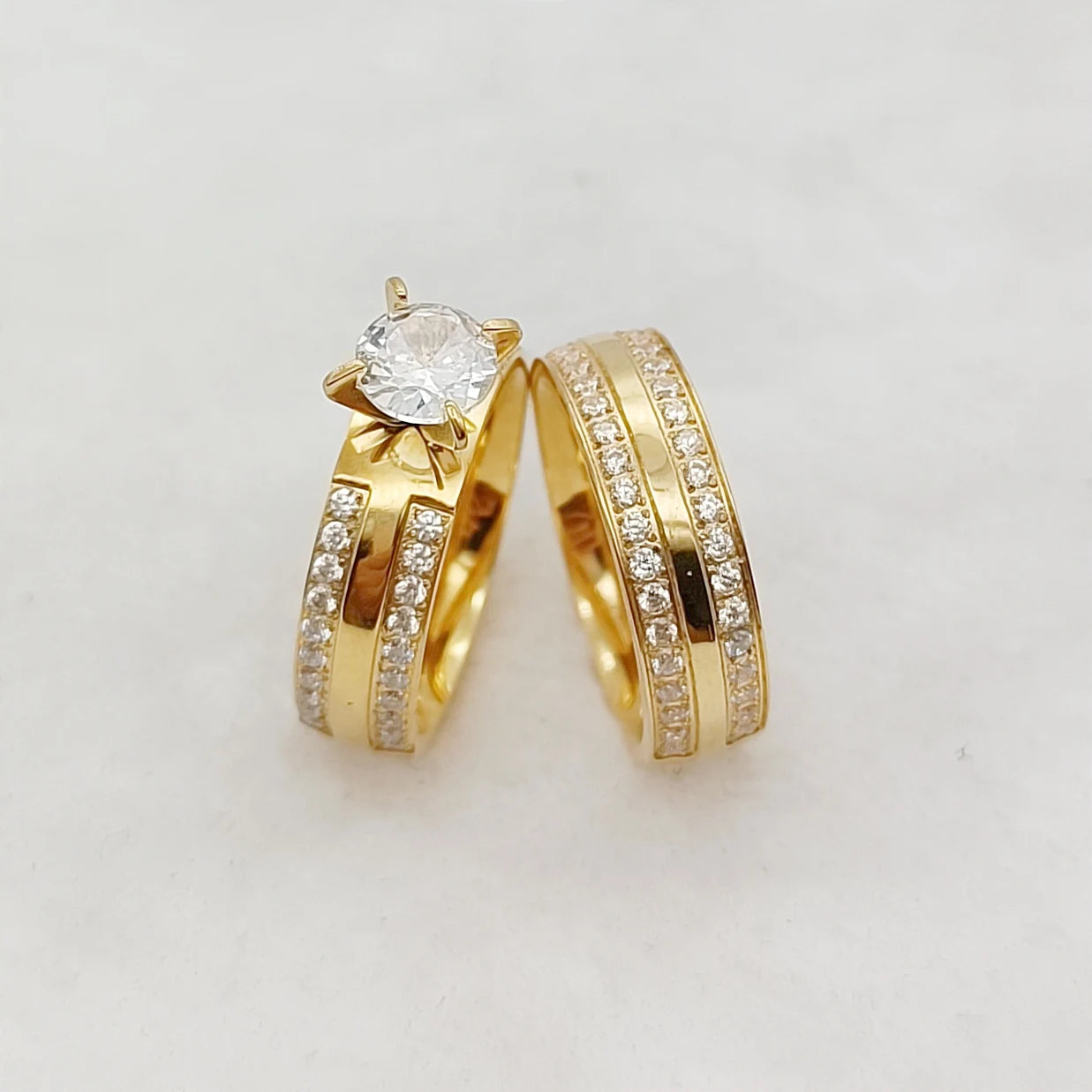 18k Gold Plated and CZ Diamond Ring Set