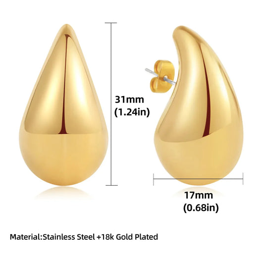 Chic gold-plated stainless steel waterdrop earrings