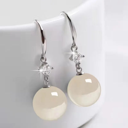 Earrings With Palace Green Jade, White Pearl, in 18k Gold or 925 Sterling Silver