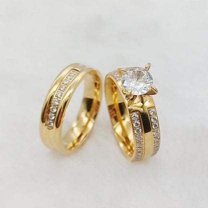 18k Gold Plated and CZ Diamond Ring Set