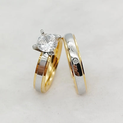 18k Gold Plated and CZ Diamond Ring Set