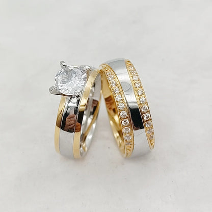 18k Gold Plated and CZ Diamond Ring Set