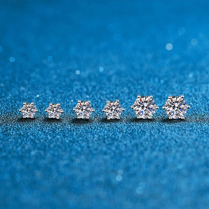 100% Sterling Silver Moissanite 4 and 6 Prong Earrings