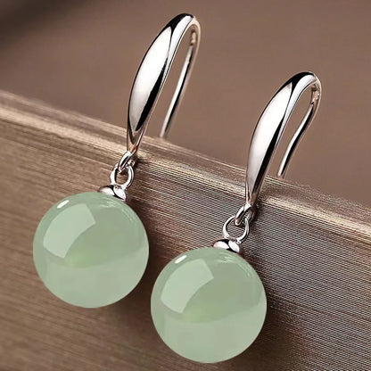 Earrings With Palace Green Jade, White Pearl, in 18k Gold or 925 Sterling Silver