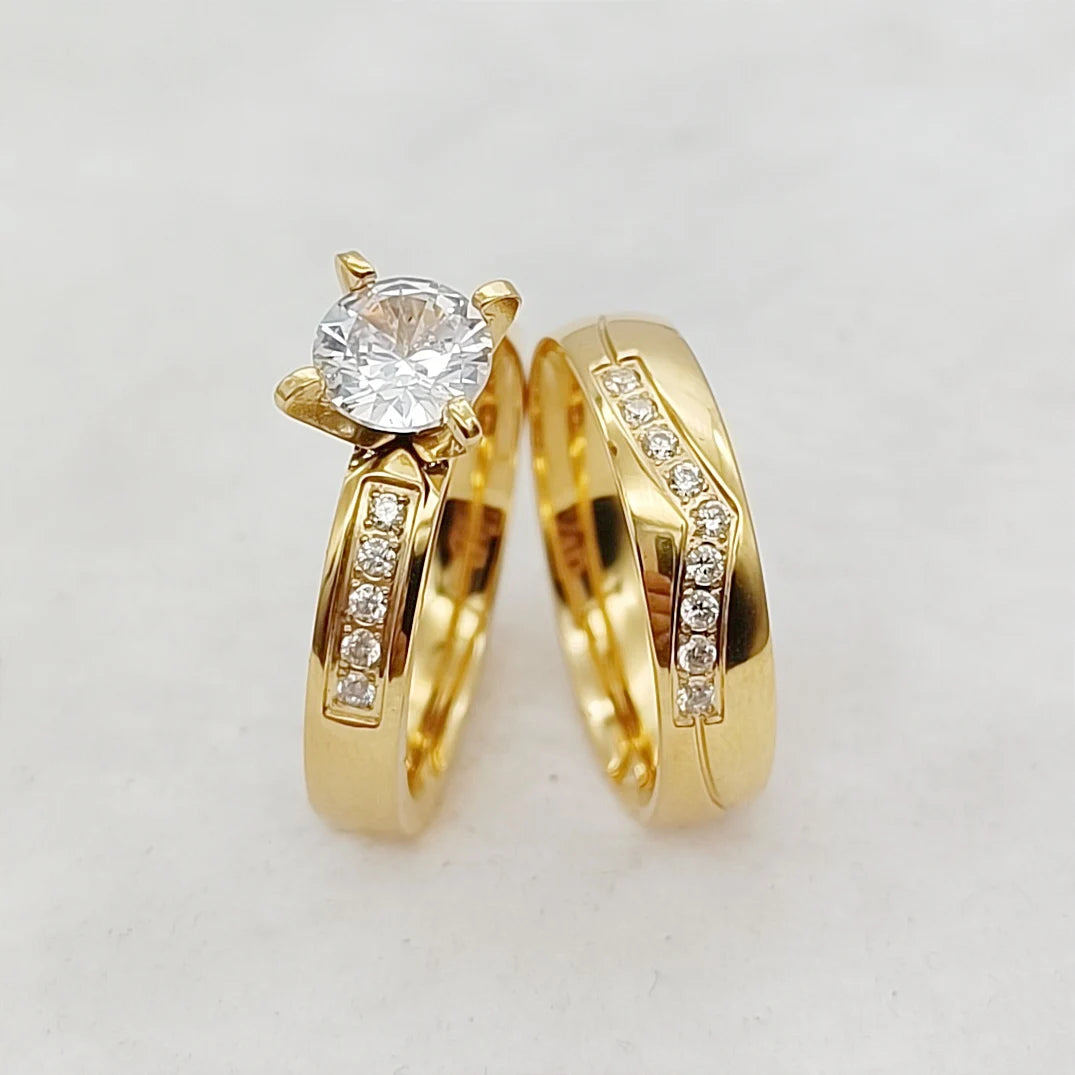 18k Gold Plated and CZ Diamond Ring Set